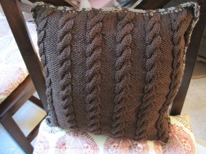 Two Sided Throw Pillow Knitted Side