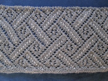 Exactly halfway done knitting my beaded lace stole.