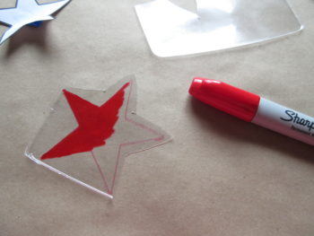 A homemade shrink art star in progress.